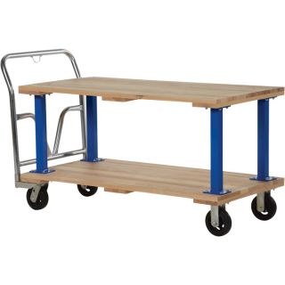 Vestil Double Decker Hardwood Platform Cart   1,600 Lb. Capacity, 54 Inch L x