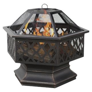 UniFlame 6 Sided Oil Rubbed Bronze Outdoor Firebowl with Lattice Design