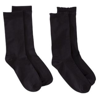 Merona Womens 2 Pack Crew Socks   Stripe Texture One Size Fits Most