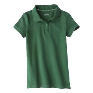 Cherokee Girls School Uniform Short Sleeve Pique Polo   Green Marker L