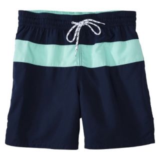 Merona Mens 6 Elastic Waist Stripe Swim Short   Navy XL