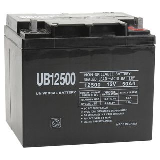 UPG Sealed Lead Acid Battery   AGM type, 12V, 50 Amps, Model UB12500