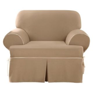 Sure Fit Corded Canvas T  Chair Slipcover   Cocoa