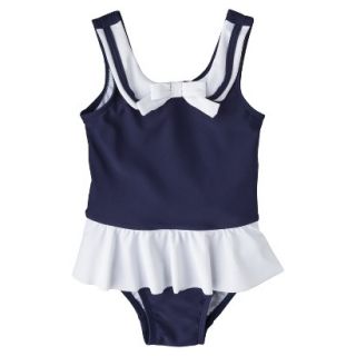Circo Infant Toddler Girls 1 Piece Sailor Swimsuit   Navy 12 M