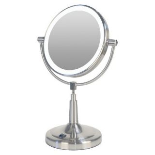 Zadro Pedestal Vanity Mirror   Satin Nickel