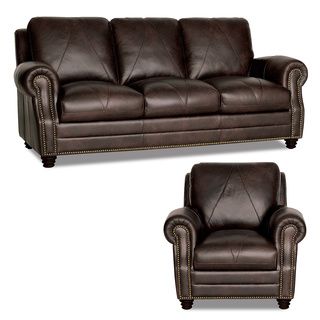 Chocolate Leather Sofa And Chair Set