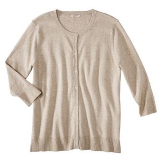 Merona Womens Plus Size 3/4 Sleeve Crew Neck Cardigan Sweater   Oatmeal 4