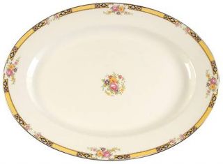 Edwin Knowles 402e1 15 Oval Serving Platter, Fine China Dinnerware   Yellow Ban