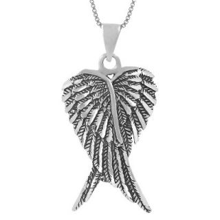 Journee Collection Sterling Silver Oxidized Angel Wings Necklace   Silver