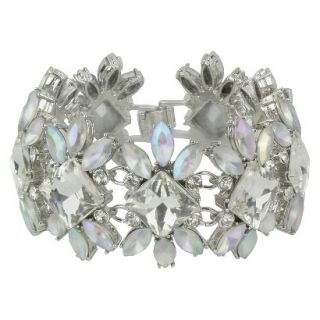 Square Facet and Frosted Flower Shaped Bracelet   Clear