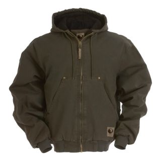 Berne Original Washed Hooded Jacket   Quilt Lined, Olive, Medium Tall, Model