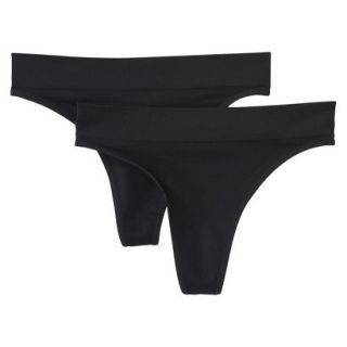 Gilligan & OMalley Womens 2 Pack Seamless Thong   Black S