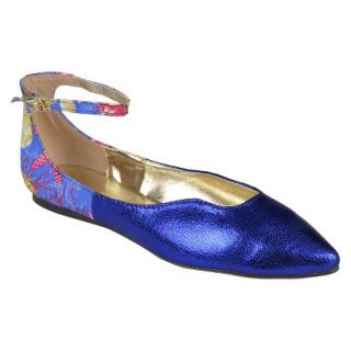 Womens Bamboo By Journee Ankle Strap Flats   Blue 6.5