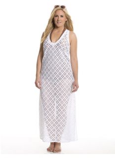 Lane Bryant Plus Size Crocheted maxi swim cover up     Womens Size 14/16, White