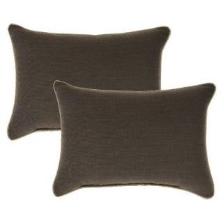 Smith & Hawken 2 Piece Outdoor Lumbar Pillow Set   Espresso
