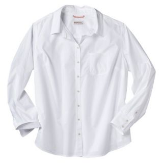 Merona Womens Plus Size Long Sleeve Button Down Shirt   White 2