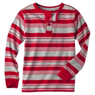 Cherokee Boys Striped Long Sleeve Henley   Red Explosion XL