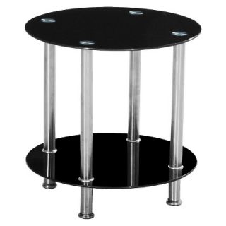 Accent Table Glass Round Accent Table   Black
