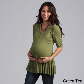 24/7 Comfort Apparel 24/7 Comfort Apparel Womens Solid V neck Maternity Tunic Green Size XL (16)