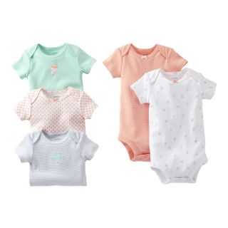 Carters Balloon 5 pk. Short Sleeve Bodysuits   Girls Preemie, Peach/mint,