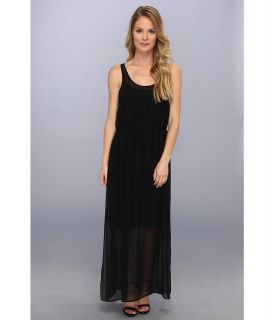 Calvin Klein Pintuck Maxi Polyester Chiffon Dress Womens Dress (Black)