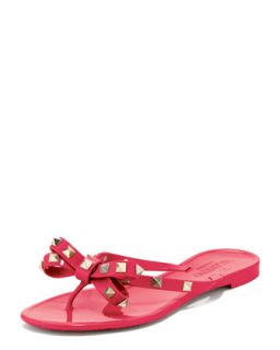Womens Rockstud PVC Thong Sandal, Pink   Valentino