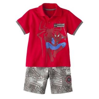 Spider Man Infant Toddler Boys Short Sleeve Polo & Short Set   Red 12 M