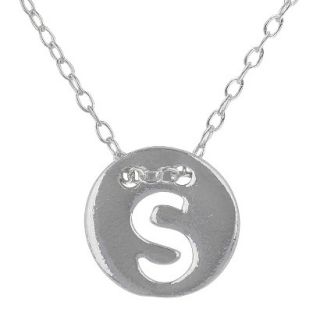Womens Jezlaine Pendant Sterling Silver Disk With Cutout Initial S   Silver
