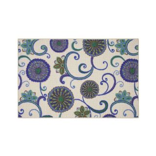 Queeny Floral Rectangular Rugs, Blue