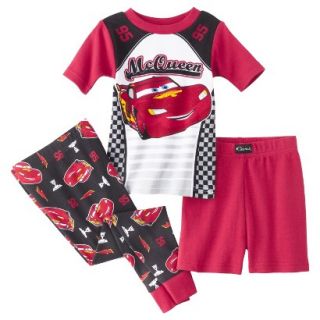 Disney Cars Toddler Boys 3 Piece Short Sleeve Pajama Set   Red 2T