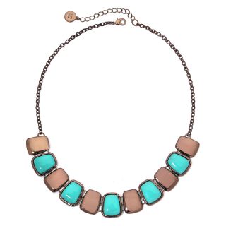 LIZ CLAIBORNE Bronze Tone Aqua Collar Necklace, Blue