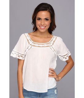 Lucky Brand Battenberg Lace Top Womens Blouse (White)