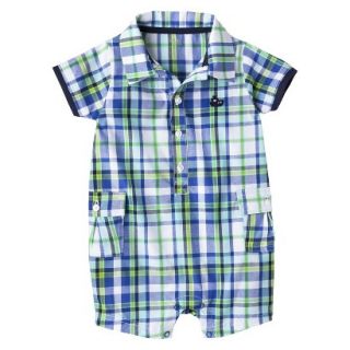 Just One YouMade by Carters Newborn Boys Plaid Romper   Boat Blue/White 12 M