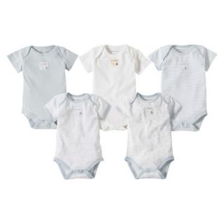 Burts Bees Baby Newborn Boys 5 Pack Short sleeve Bodysuit   Sky Blue 0 3 M