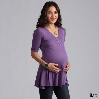 24/7 Comfort Apparel 24/7 Comfort Apparel Womens Solid V neck Maternity Tunic Purple Size L (12  14)