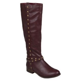 Womens Bamboo By Journee Studded Round Toe Boots   Bordeaux 6