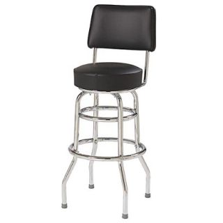 Barstool Double Ring Bar Stool with Back   Black