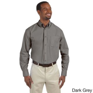 Harriton Mens Essential Poplin Button down Shirt Grey Size XXL