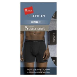 Hanes Premium Mens 5pk Boxer Briefs   Black/Grey   S