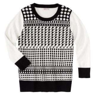 Merona Womens Jacquard Pullover Sweater   Black/Cream   L