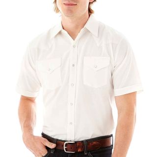 Ely Cattleman Short Sleeve Western Shirt Big and Tall, Ecru, Mens
