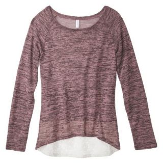 Xhilaration Juniors High Low Sweater with Crochet Trim   Pink XL(15 17)