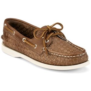 Sperry Top Sider Womens Authentic Original 2 Eye Cognac Woven Shoes, Size 8 M   9293929