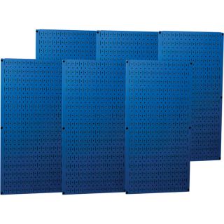 Wall Control Industrial Metal Pegboard   Blue, Six 16 Inch x 32 Inch Panels,