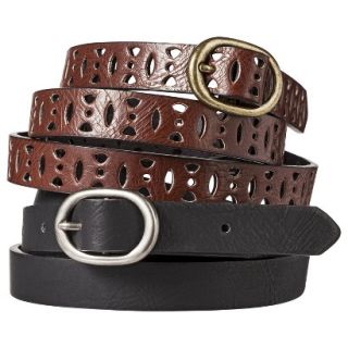 Mossimo Supply Co. Two Pack Skinny Belt   Black/Brown L