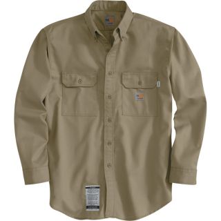 Carhartt Flame Resistant Twill Shirt with Pocket Flap   Khaki, 4XL, Tall Style,