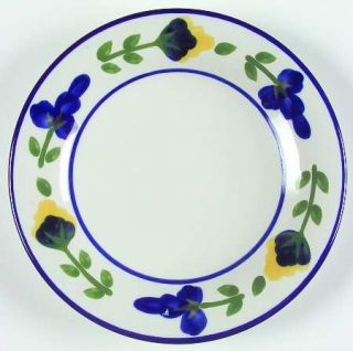 Dansk San Nicolo Dessert/Pie Plate, Fine China Dinnerware   Blue&Yellow Flowers,