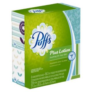 Puffs Plus Lotion Facial Tissues   4 Cubes   56 Tissues per Box