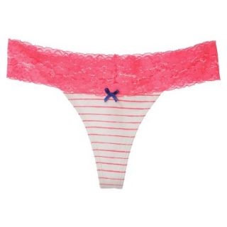 Xhilaration Juniors Wide Lace Thong   Primo Pink Stripe XS