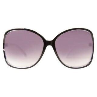 Womens Plastic Rounded Sunglasses with Vented Lens   Black/White
